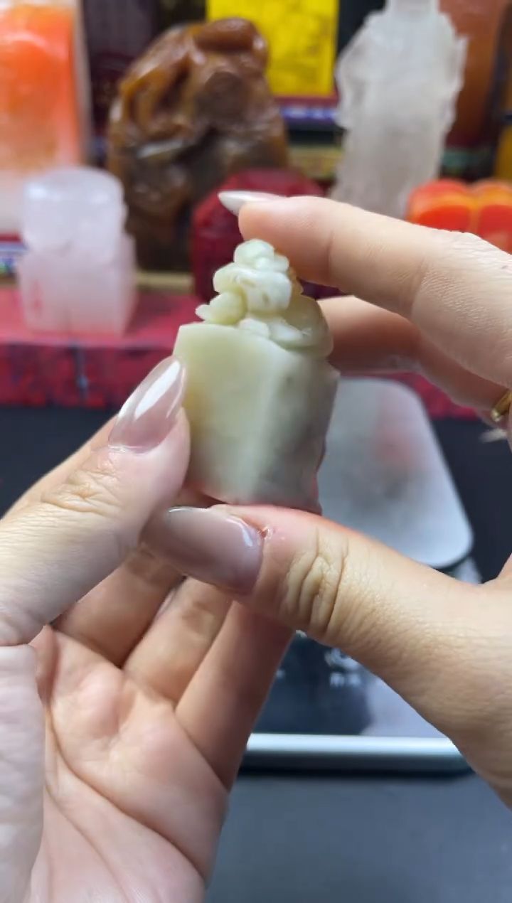 寿山石印石高山貔貅扭--花好月圆人寿