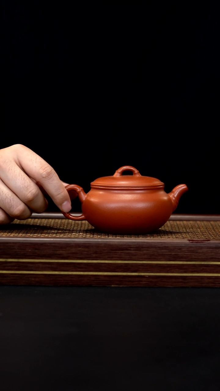 茶壶紫砂ZFF朱泥竹节扁腹