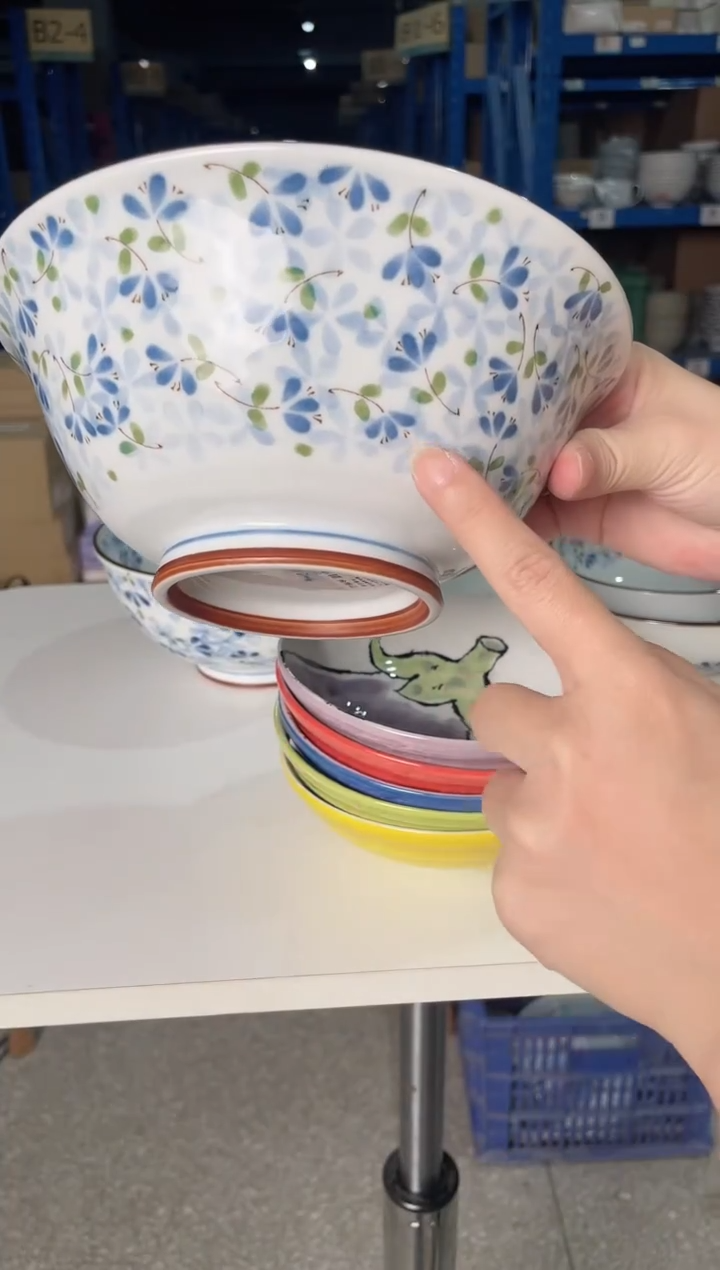 陶瓷小蓝芽反口碗7.5英寸面碗汤碗