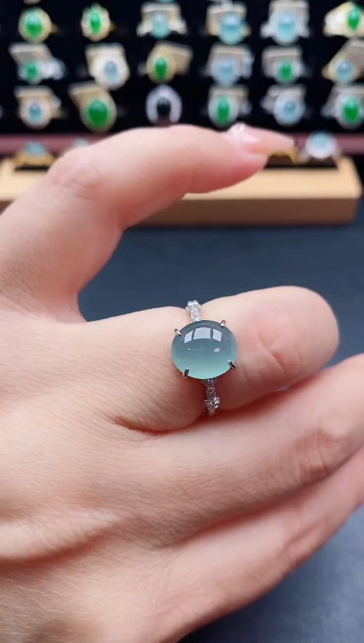 银S925镶嵌戒指翡翠1