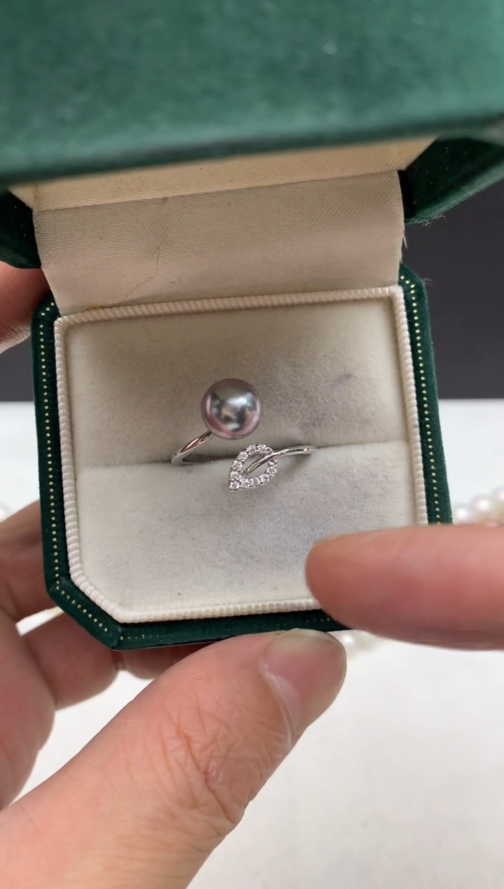 未镶嵌ff海水珍珠大溪地戒指8~9mm