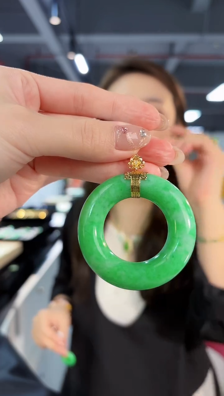 【闪购商品】翡翠颈饰18K金镶嵌缅料A货/支持复检/一件