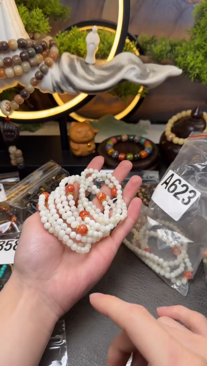 【闪购商品】和田玉手链未镶嵌A623 和田白圆珠