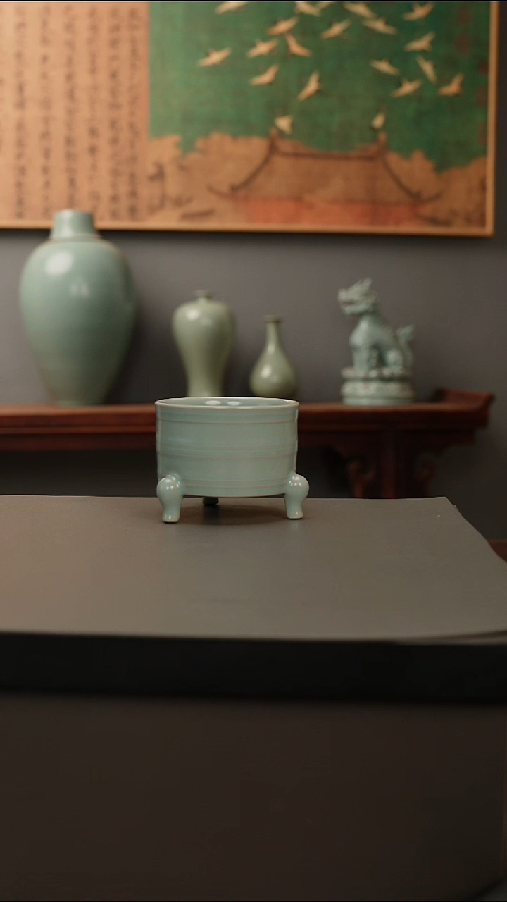 杯仿古釉原矿  三足杯