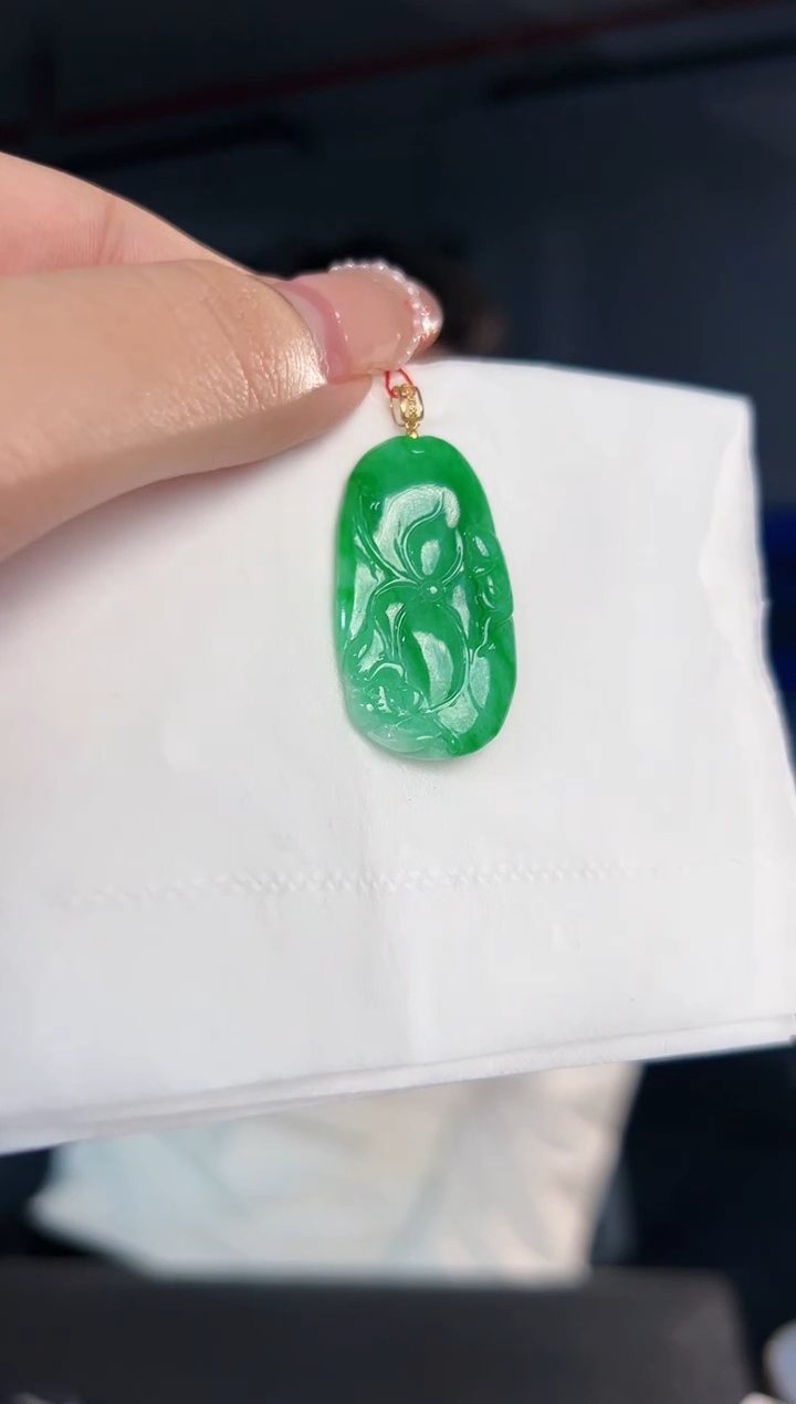 【闪购商品】翡翠颈饰18K金镶嵌缅料A货翡翠/支持复检/一件