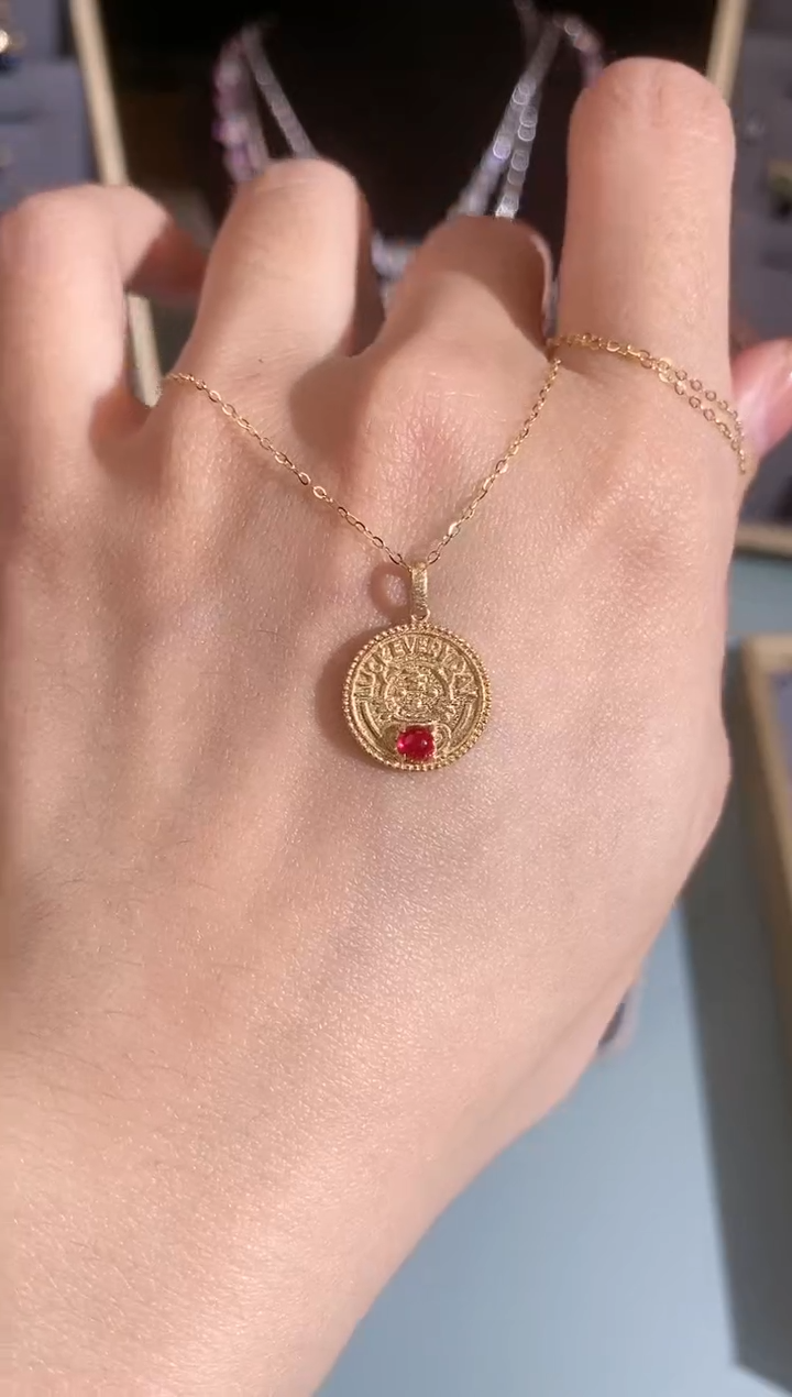 【闪购商品】红宝石颈饰18K金镶嵌项链