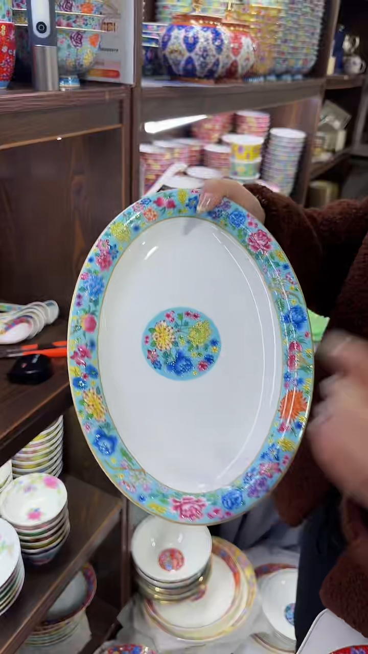 【闪购商品】瓷片12英寸鱼盘1个景德镇陶瓷【秦坊】