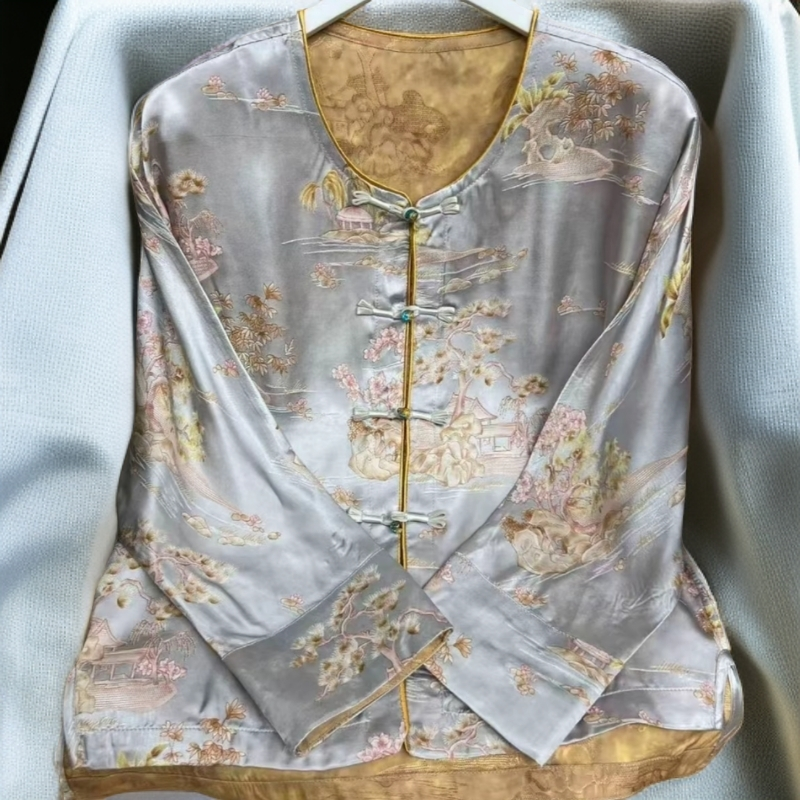  960【云霞秋】新中式香云纱气质百搭上衣减龄外套