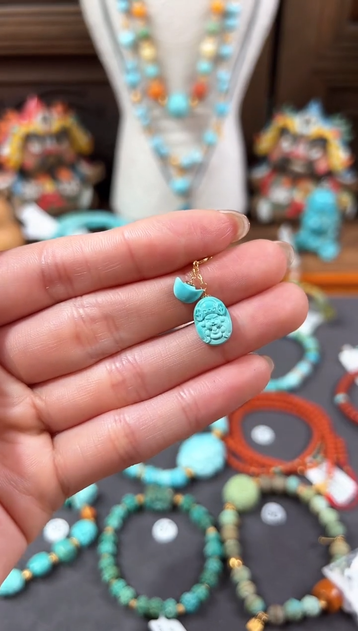 【闪购商品】绿松石提溜18K金镶嵌绿松石提溜