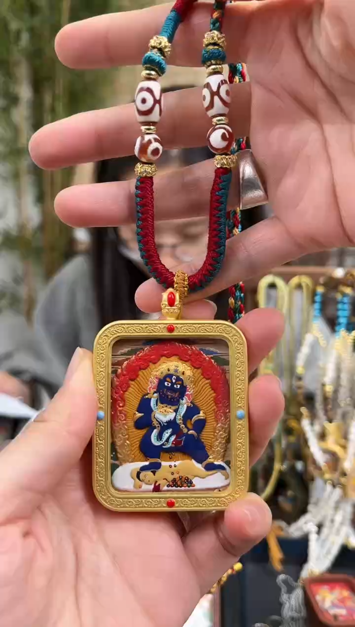 【闪购商品】吊坠黄铜玲宝双面黑财+天珠