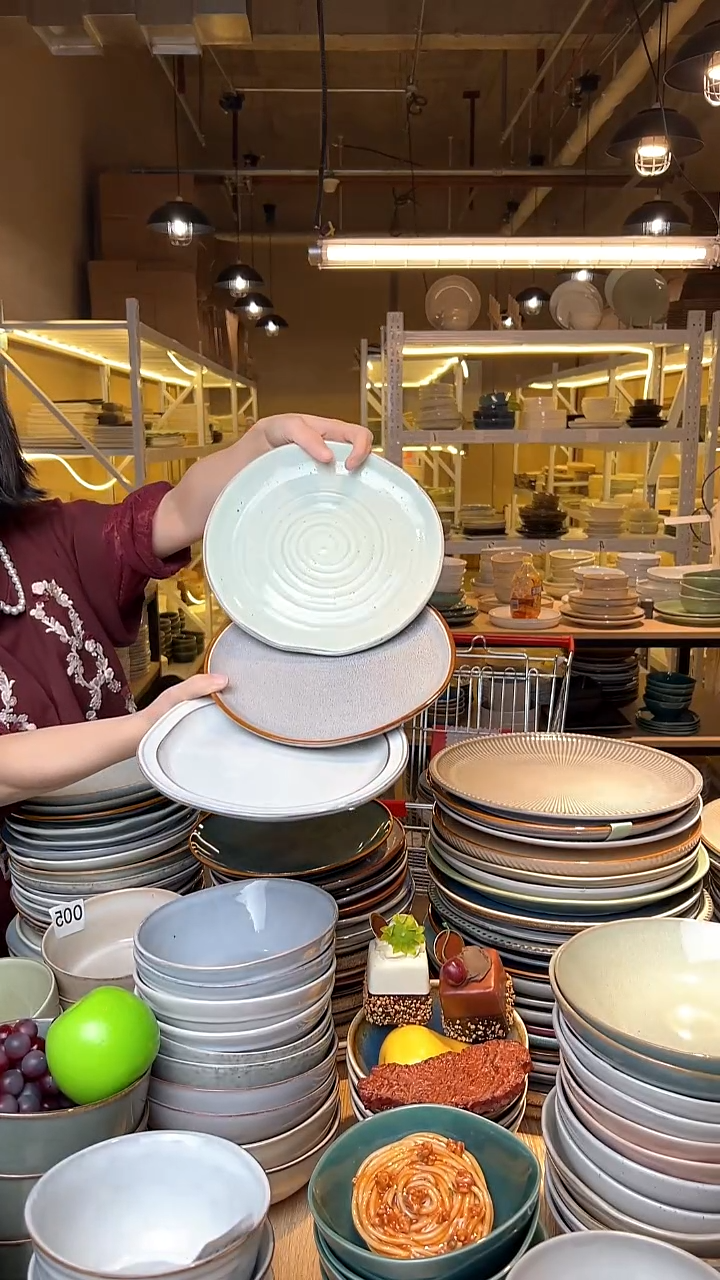 瓷455外贸尾货高温釉下彩陶瓷餐具默认微瑕