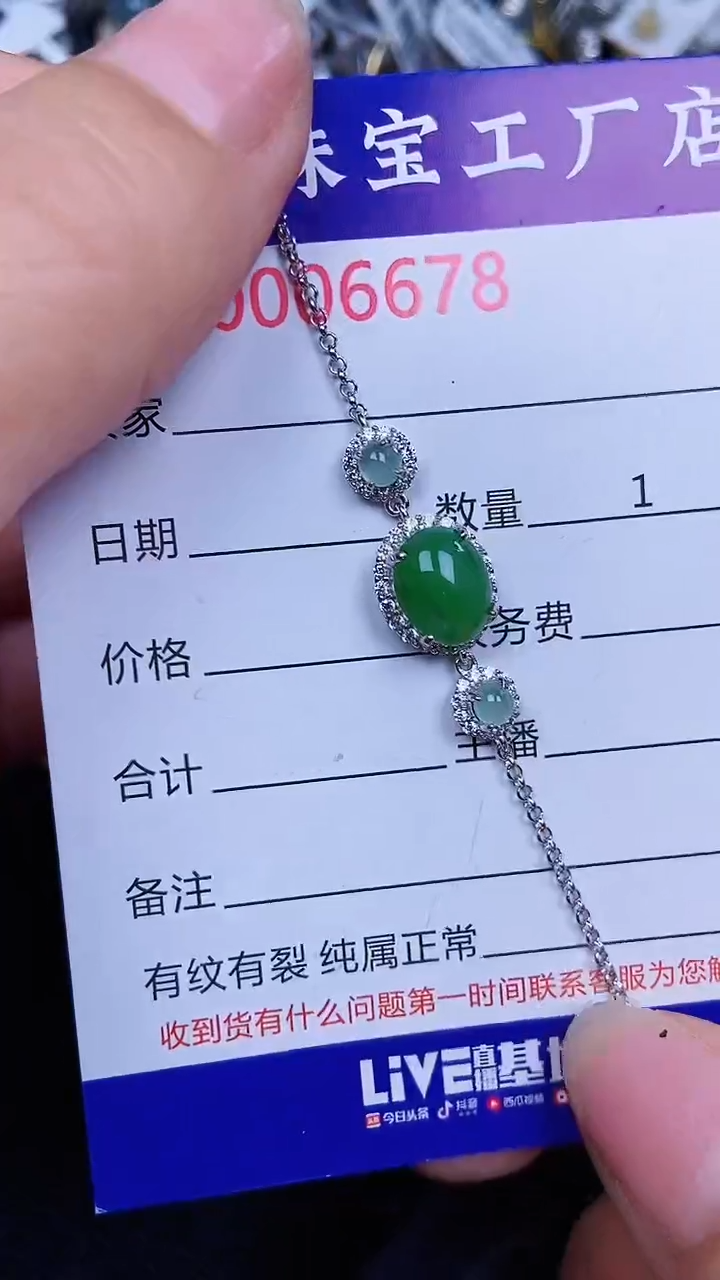 颈饰银S925镶嵌翡翠6678
