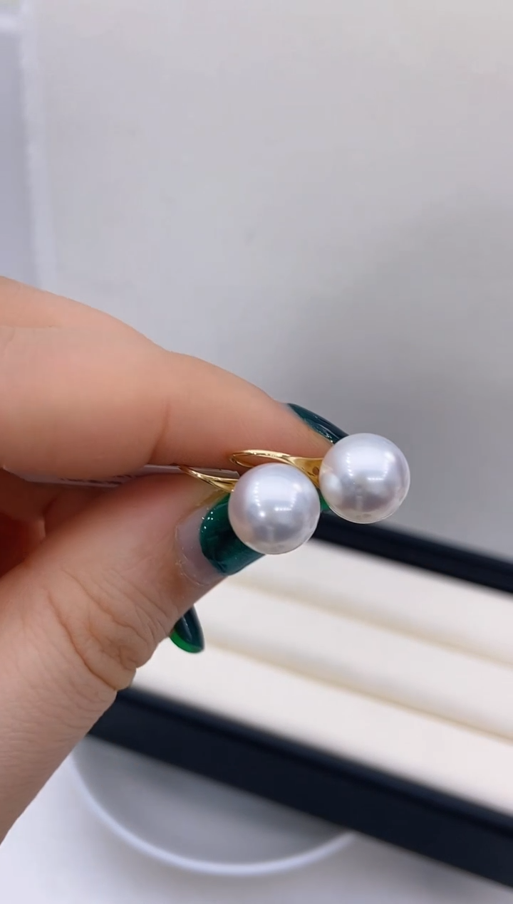 【闪购商品】海水珍珠耳饰18K金镶嵌215 9-10mm