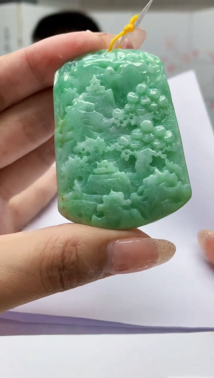 【闪购商品】定制翡翠未镶嵌4812MM-毛货挂件66