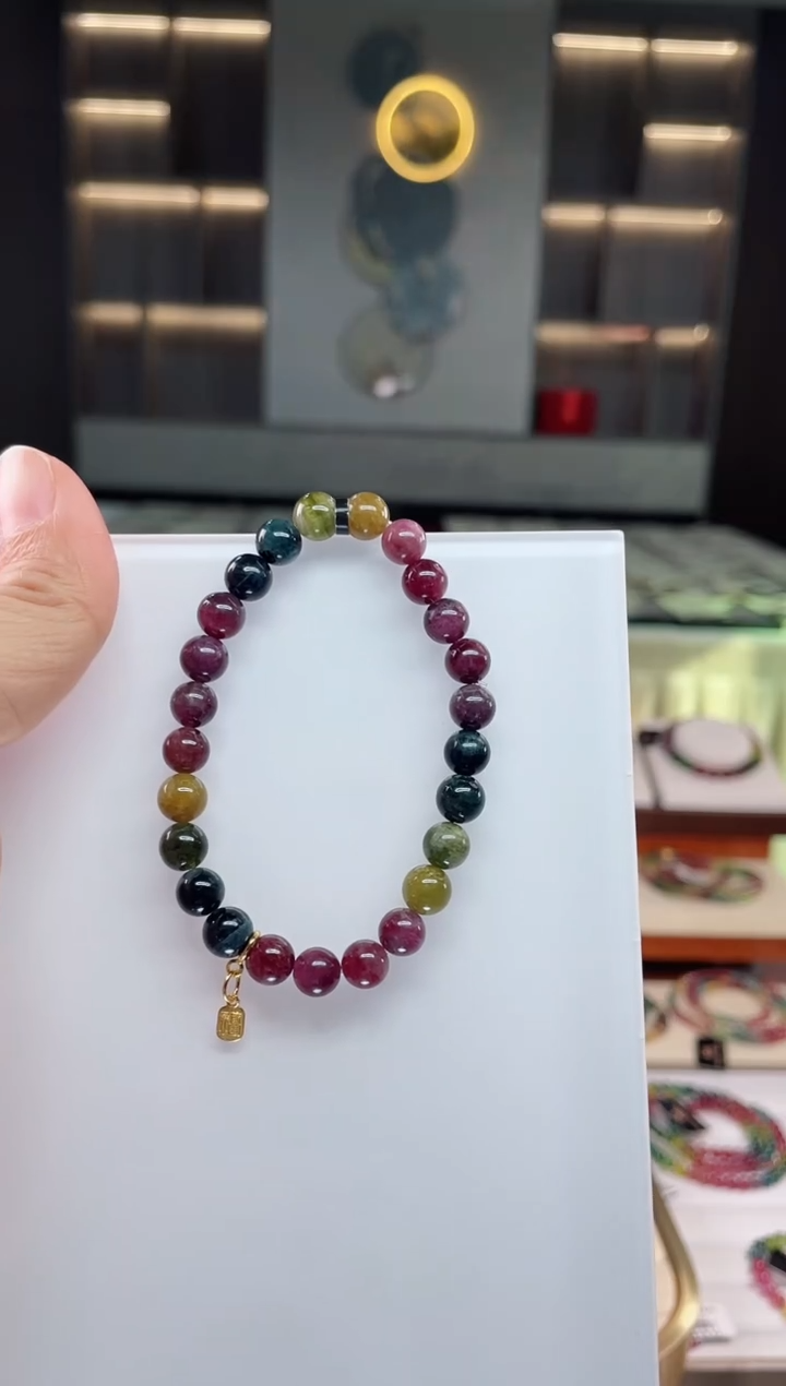 未镶嵌老矿碧玺单圈手串7mm+碧玺（多样性发一条）Q