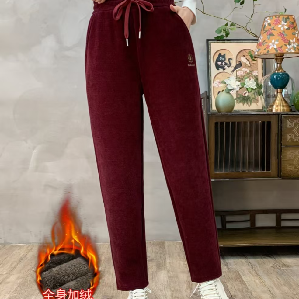 【加厚长毛绒】高腰显瘦百搭休闲小脚哈伦直筒50岁到60岁妈妈哈伦裤