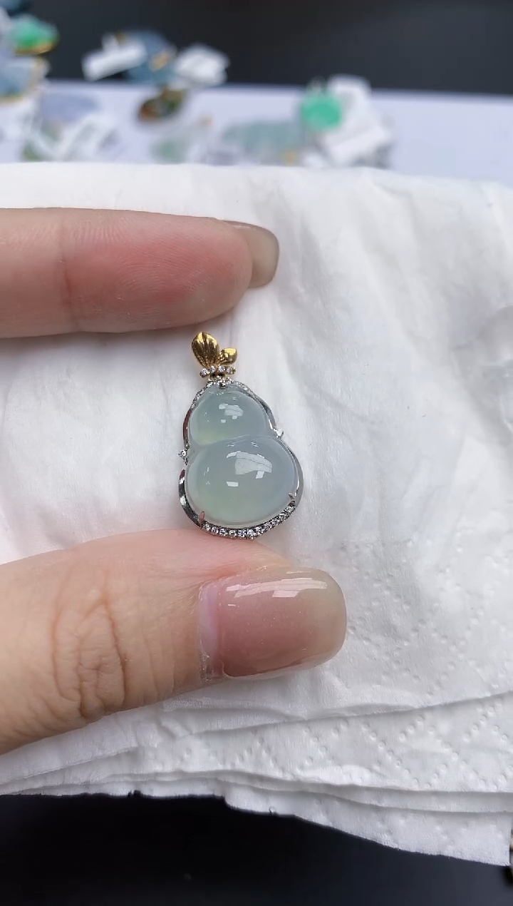 【闪购商品】翡翠颈饰18K金镶嵌天然缅甸翡翠A货