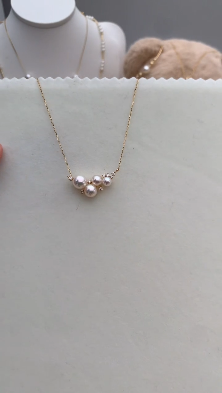 【闪购商品】海水珍珠项链18K金镶嵌特选钻石套链