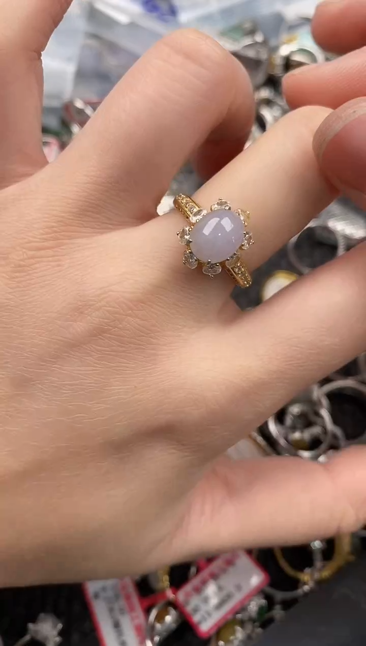 银S925镶嵌戒指翡翠444              9