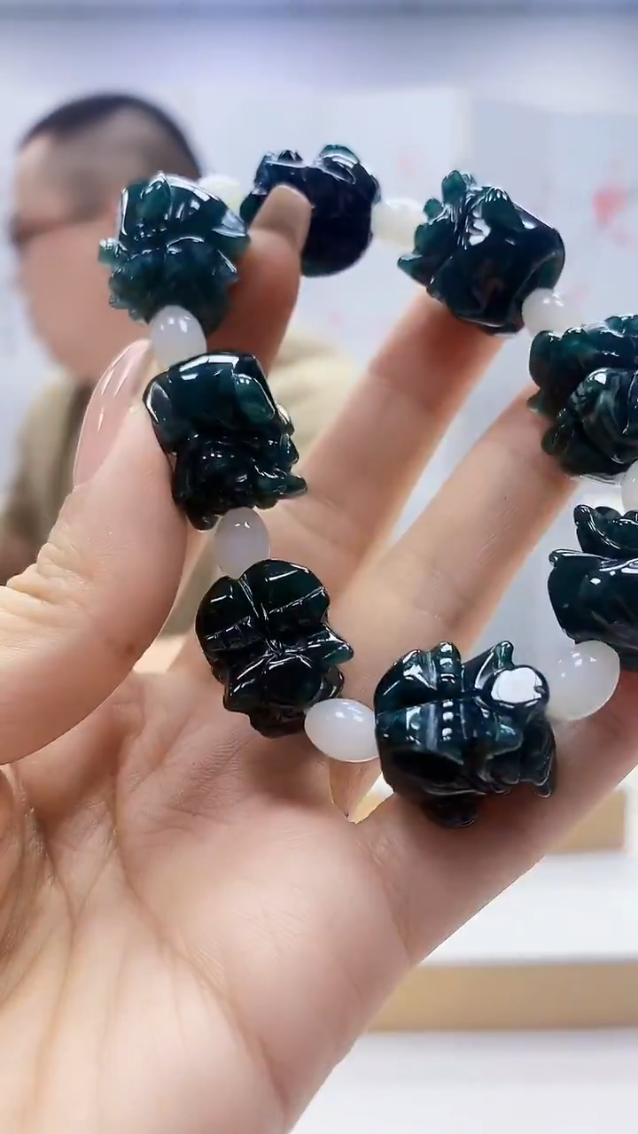 未镶嵌定制翡翠5167ty-毛货手串90