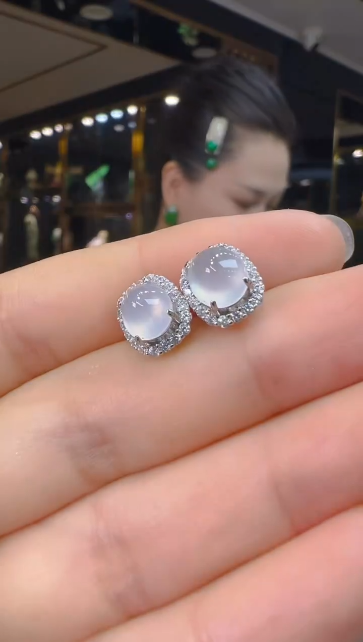 翡翠银S925镶嵌耳饰147（多样性发其一）