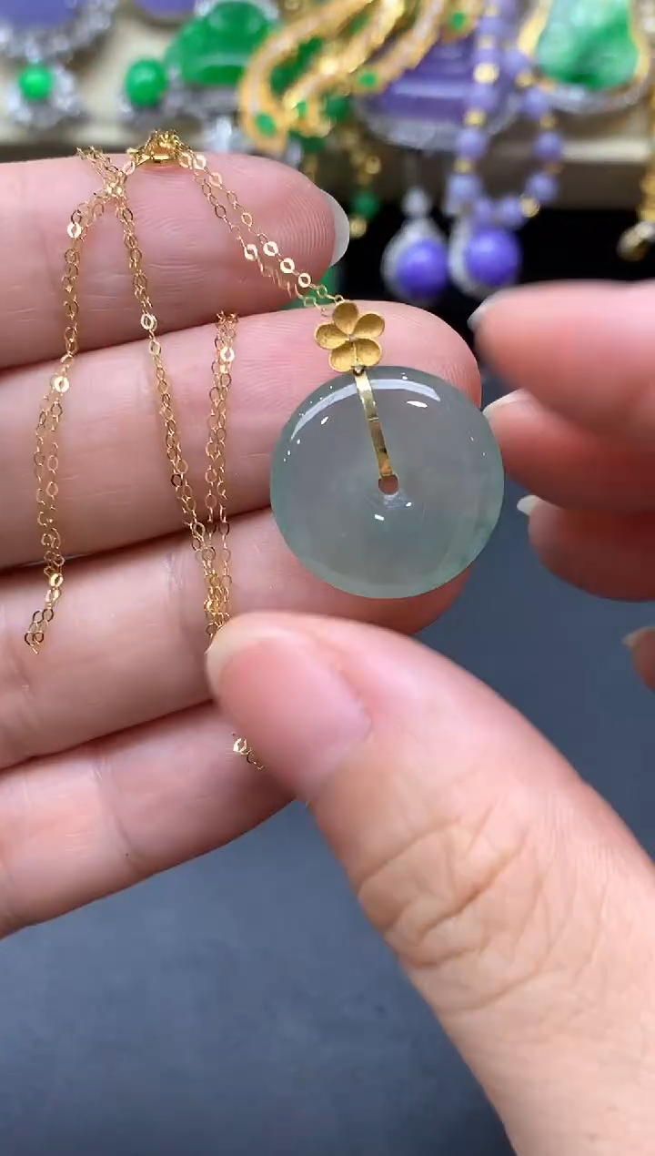 翡翠18K金镶嵌颈饰373中国好珍宝