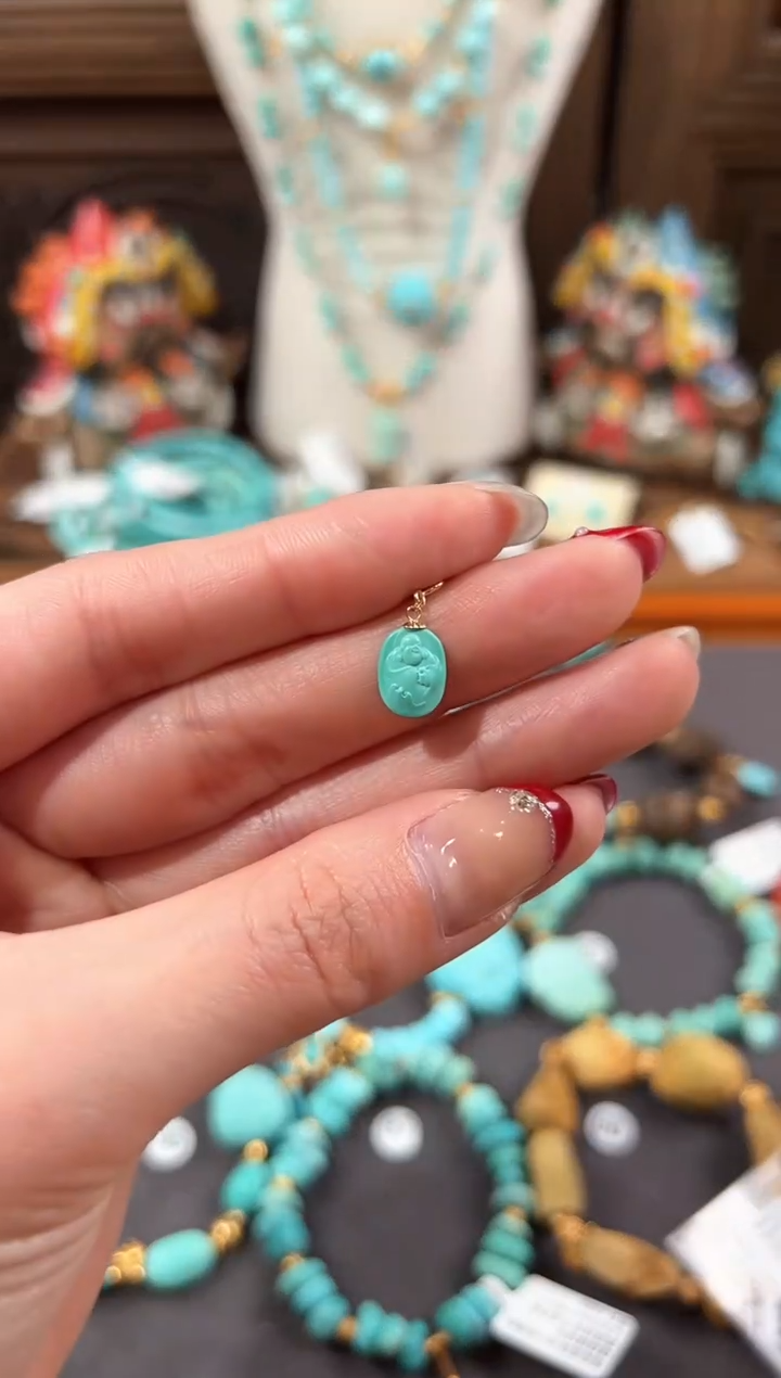 【闪购商品】绿松石提溜18K金镶嵌绿松石提溜