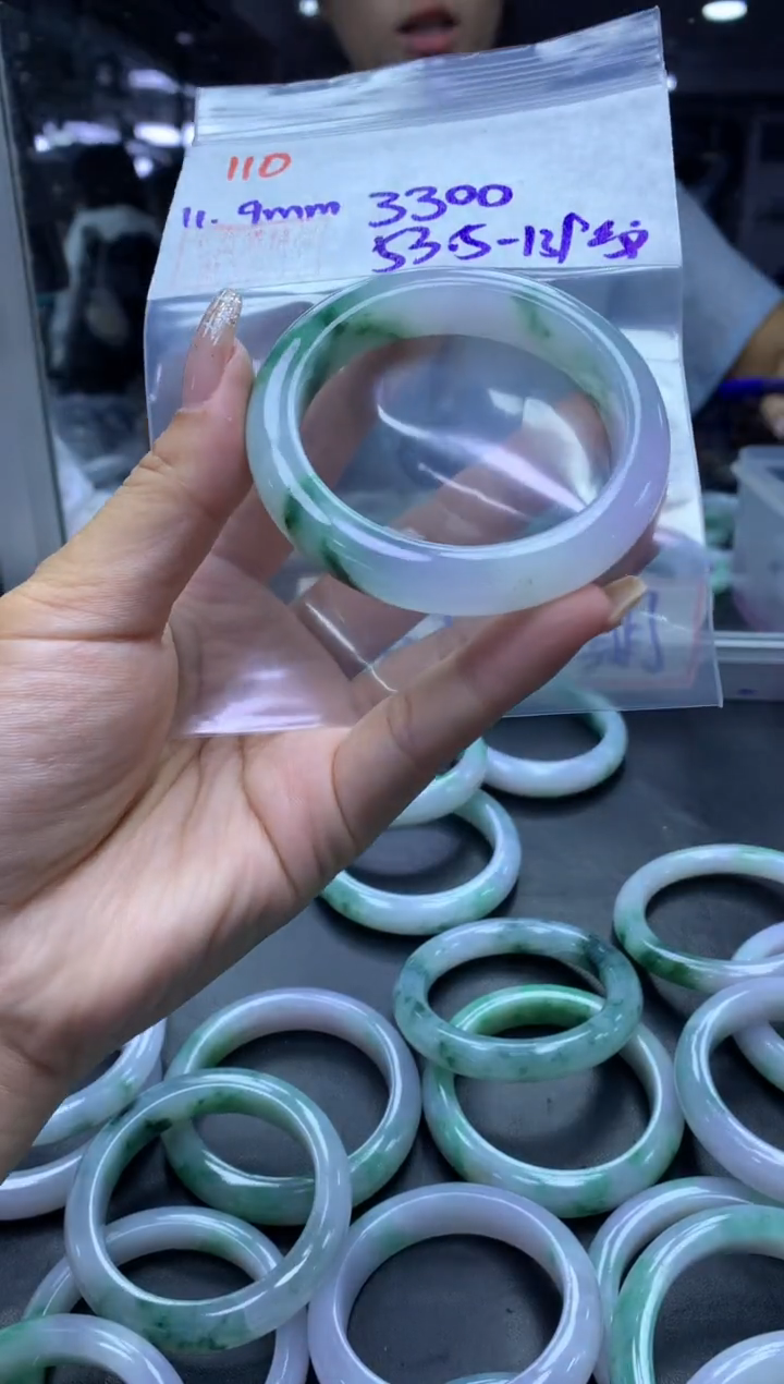 未镶嵌定制翡翠110手镯53.5纹+3300元+拍一发一