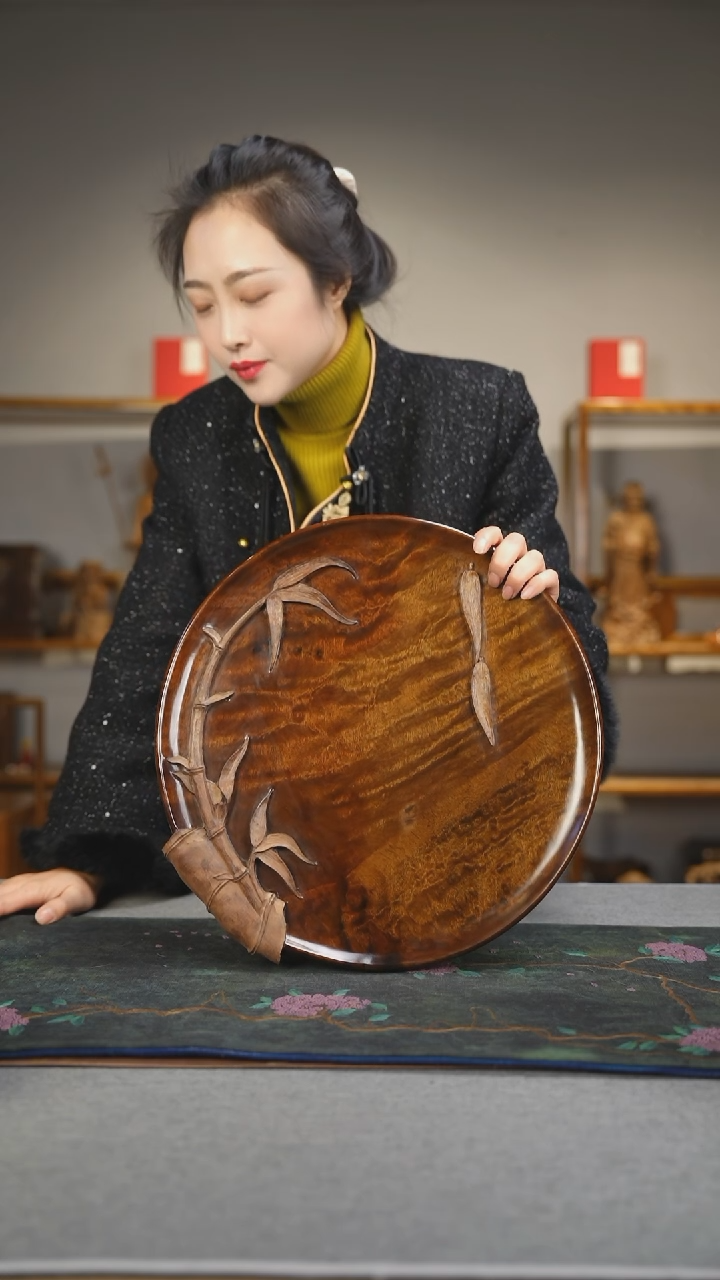 【闪购商品】金丝楠古沉竹节茶盘