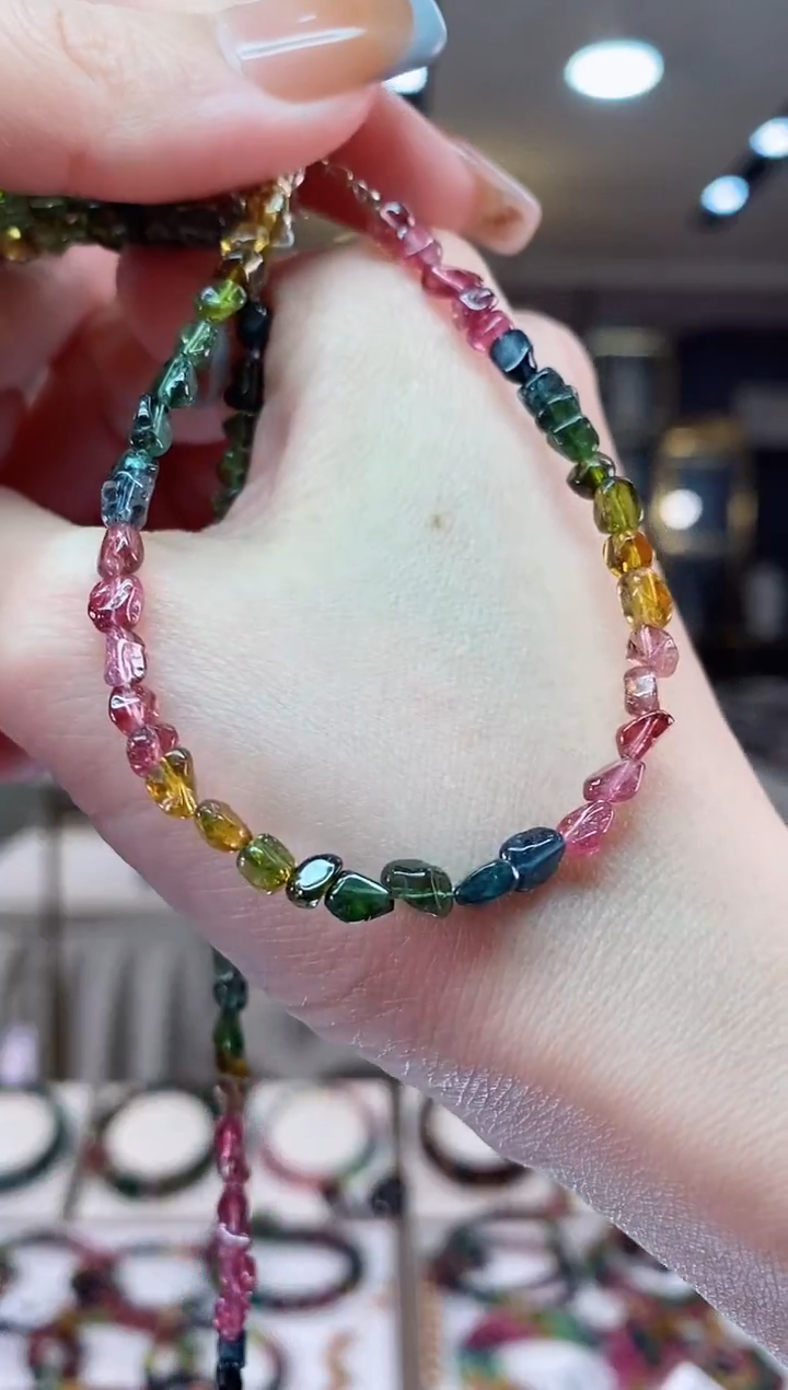 【闪购商品】碧玺原石单圈手链未镶嵌一物一证dan