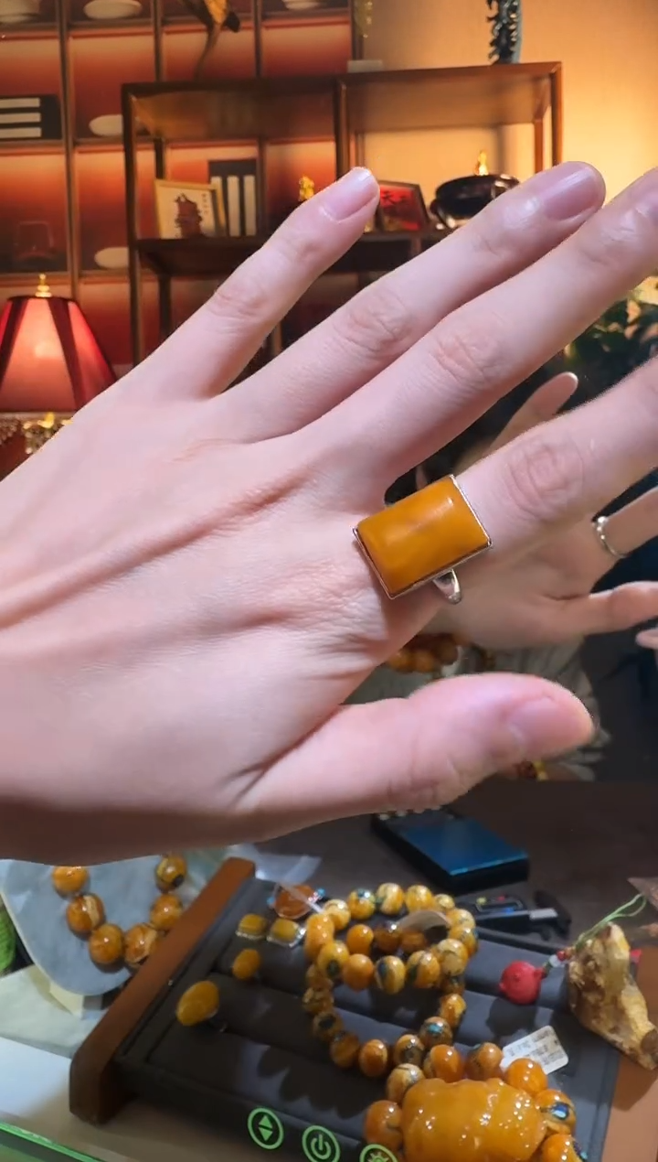 蜜蜡颈饰银S925镶嵌7514天然蜜蜡珠宝奇石