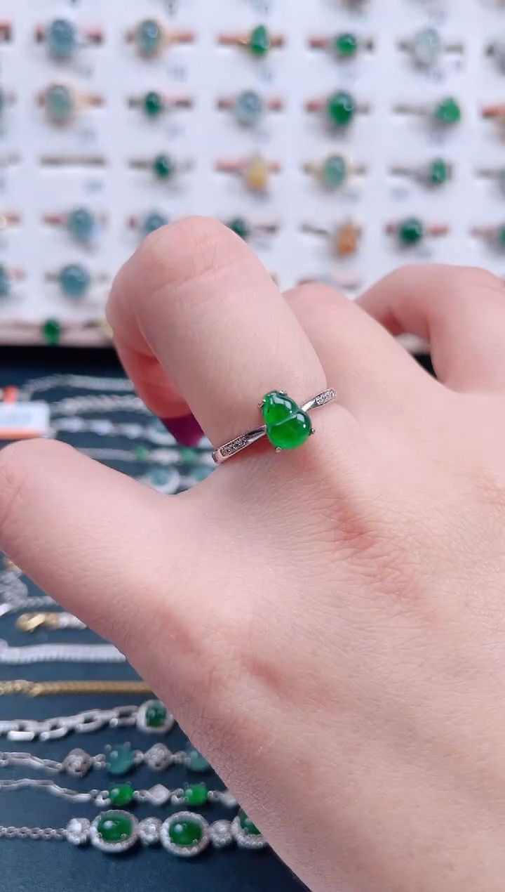 银S925镶嵌戒指翡翠天然翡翠