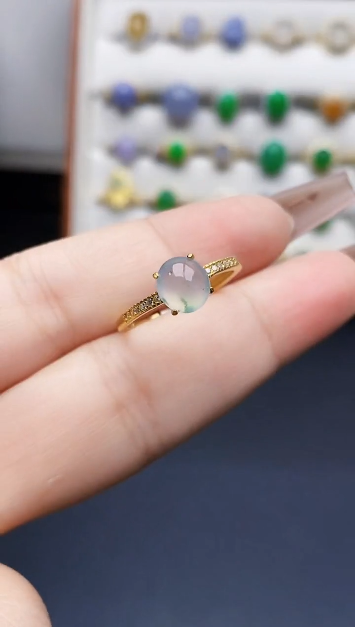 银S925镶嵌戒指翡翠0168