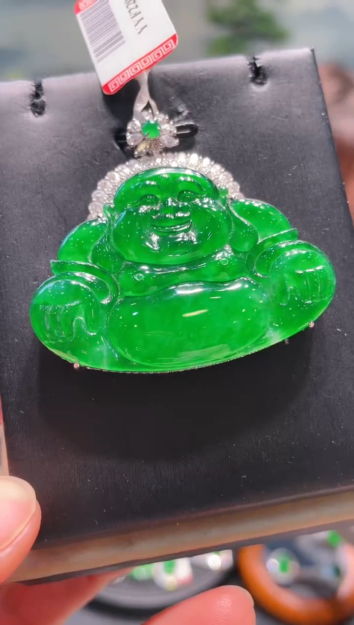 【闪购商品】翡翠颈饰18K金镶嵌A52天然A货翡翠