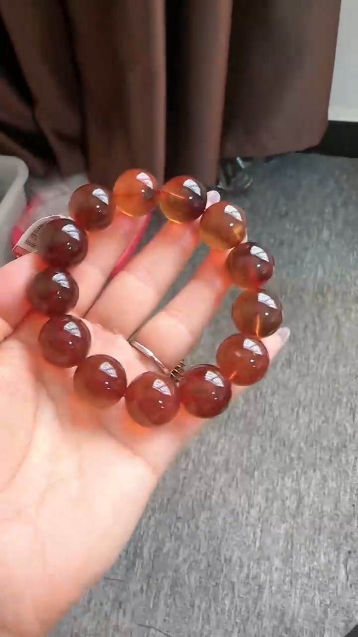 【闪购商品】琥珀手链未镶嵌规格18血紫红蜜手串#24