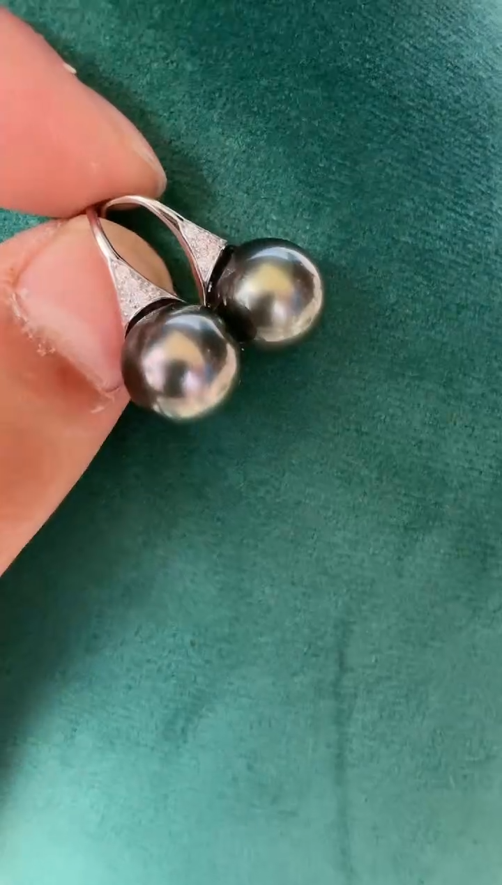 银S925镶嵌海水珍珠耳饰耳钩