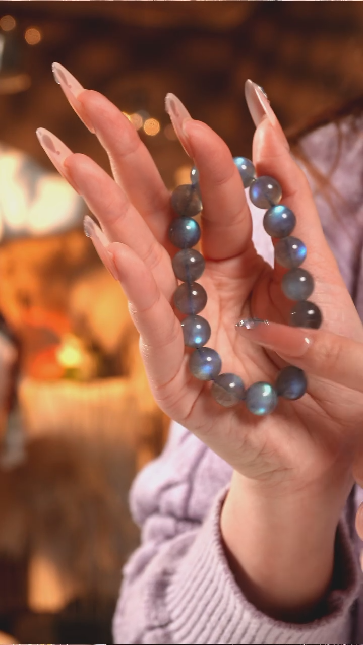 未镶嵌手链长石L****l灰拉长高光感强蓝光
