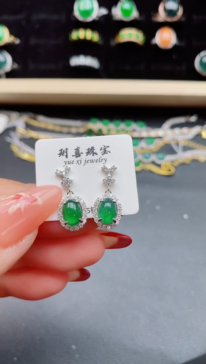 【闪购商品】翡翠耳饰银S925镶嵌32321