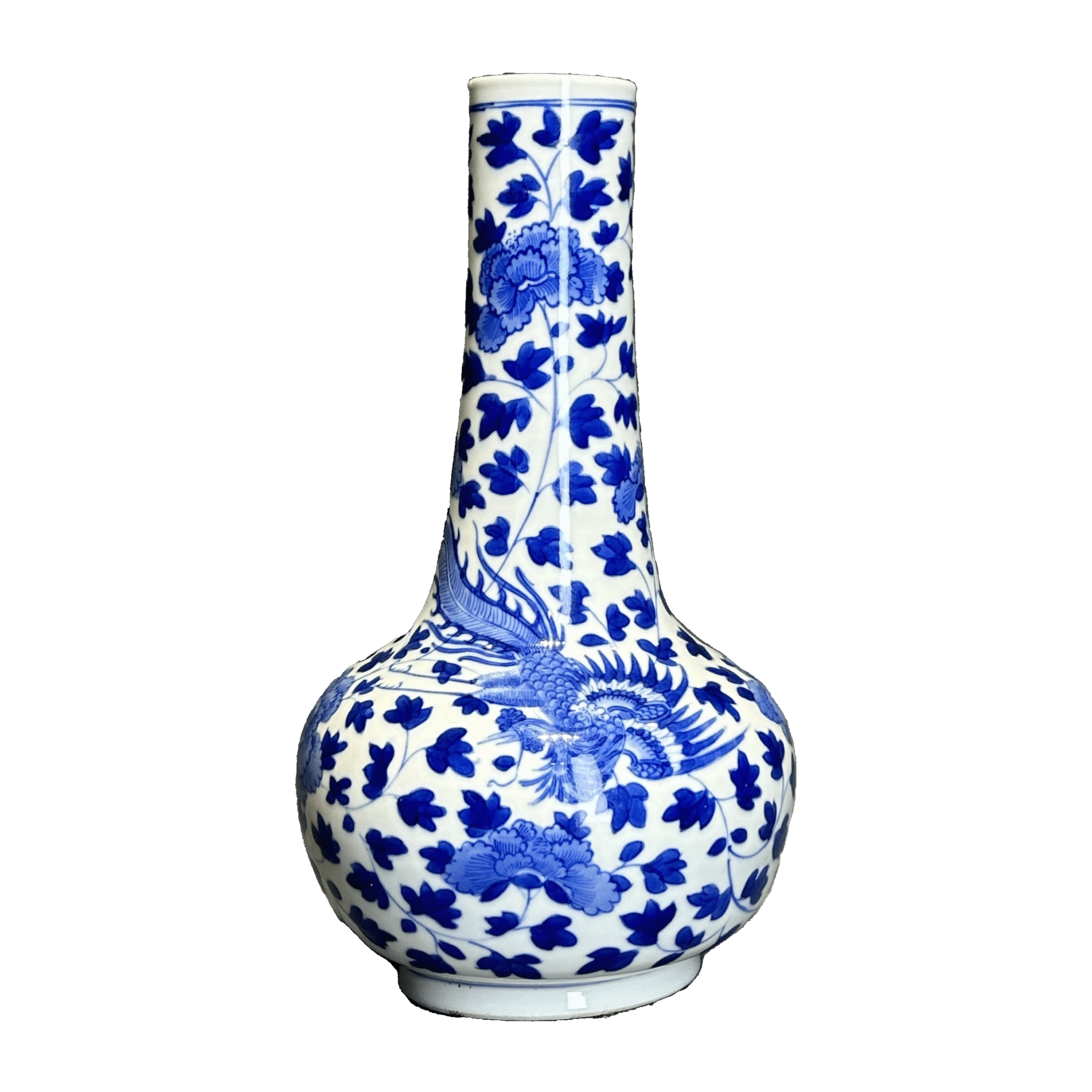 25201205x青花凤穿花纹荸荠瓶