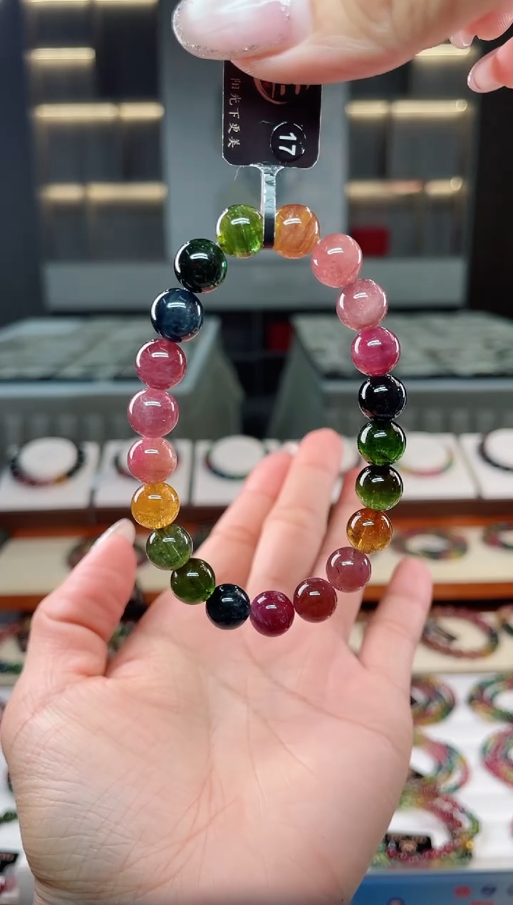 未镶嵌老矿碧玺单圈手串9mm+碧玺（多样性发一条）T