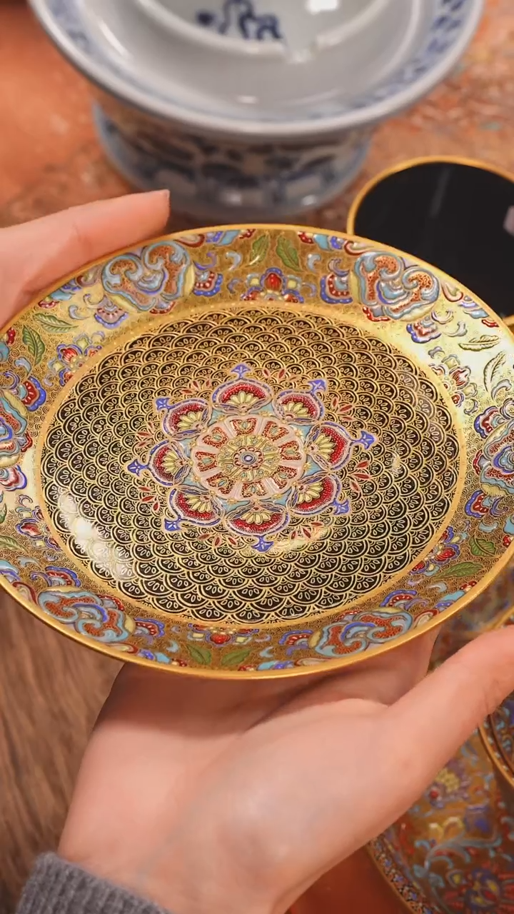 【闪购商品】杯溢珍堂  错金银珐琅彩卷草纹壶承