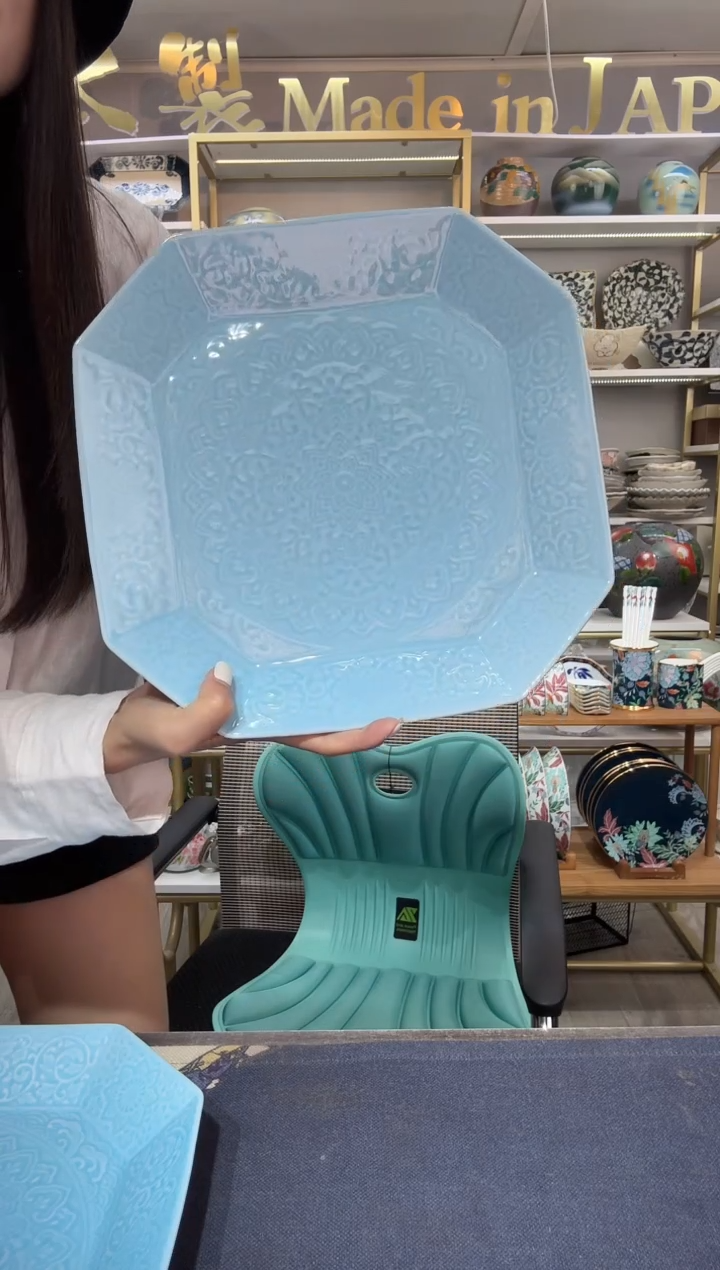 陶瓷青磁八角盘28.5cm一支HS012