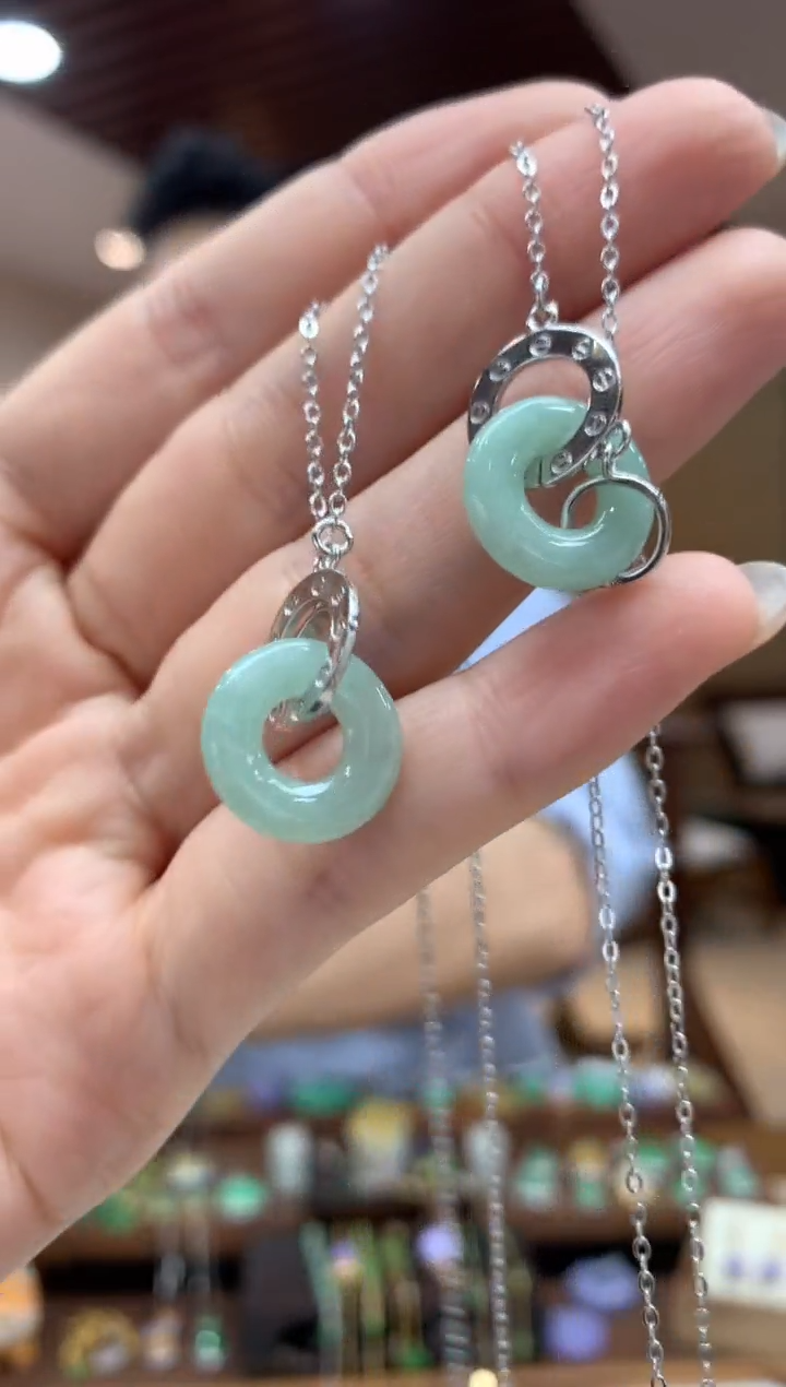 翡翠未镶嵌套链甜甜圈多样性发货1件