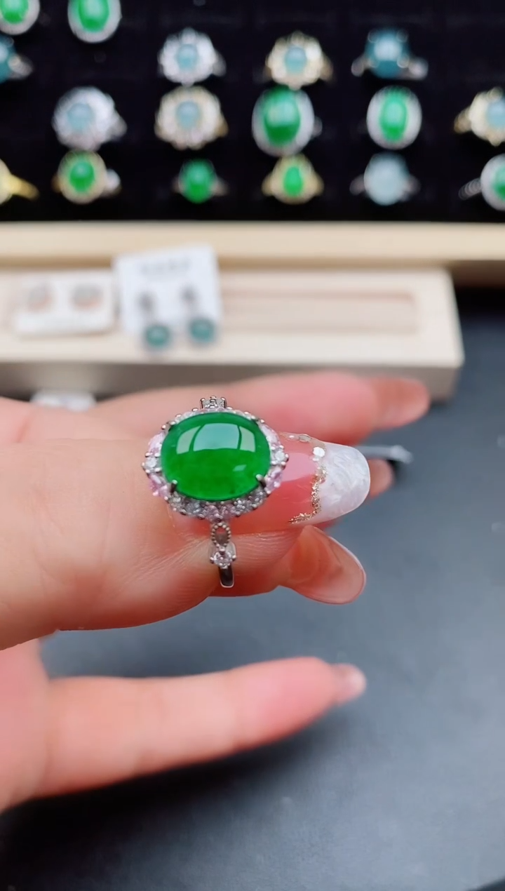 【闪购商品】翡翠戒指银S925镶嵌13121