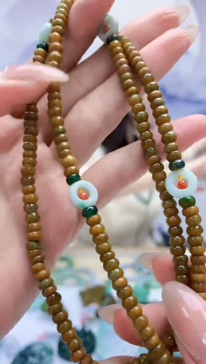 定制翡翠未镶嵌4852MM-毛货珠链197