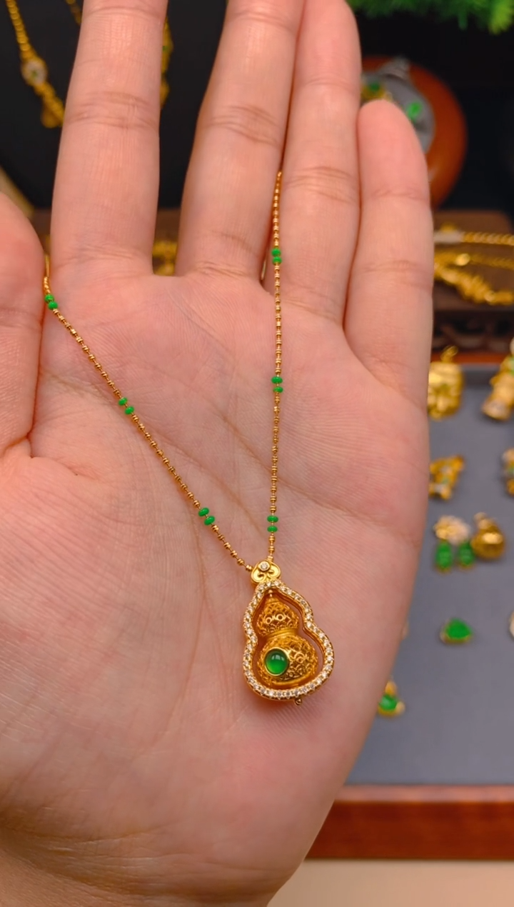 翡翠银S925镶嵌吊坠(不含链)葫芦吊坠