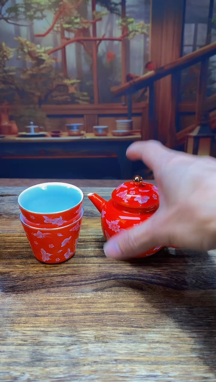 【闪购商品】@@@@@@@@@@蝶恋花大红一壶两杯