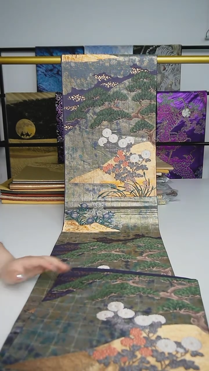 织绣140 六通松树花卉风景