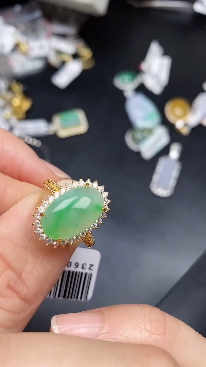 银S925镶嵌戒指翡翠3500