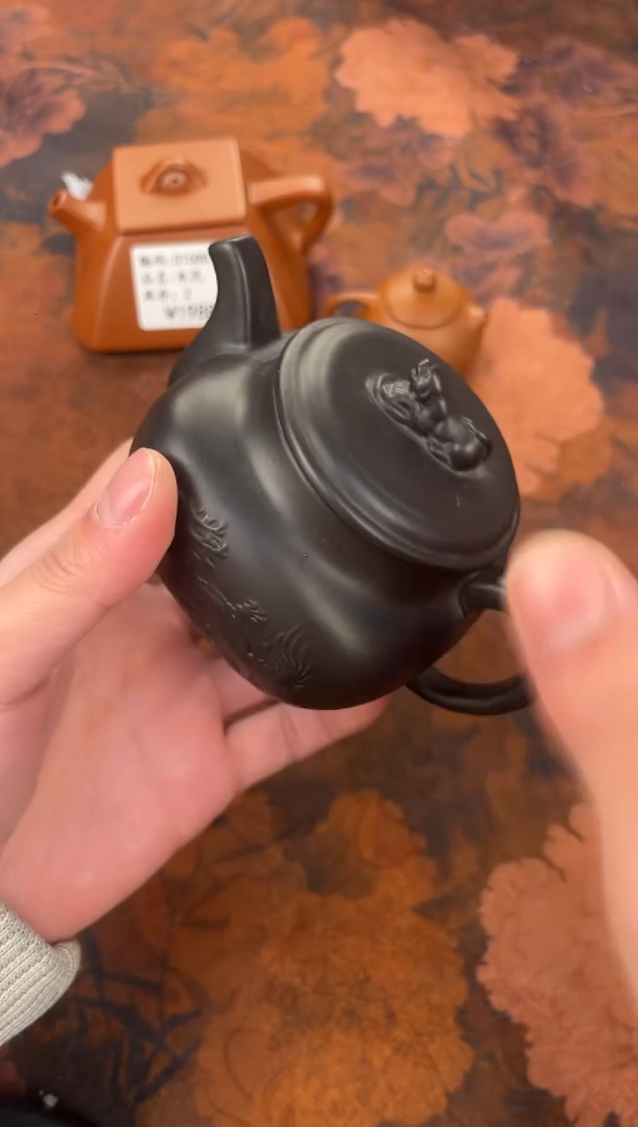 茶杯紫砂-黑色四方